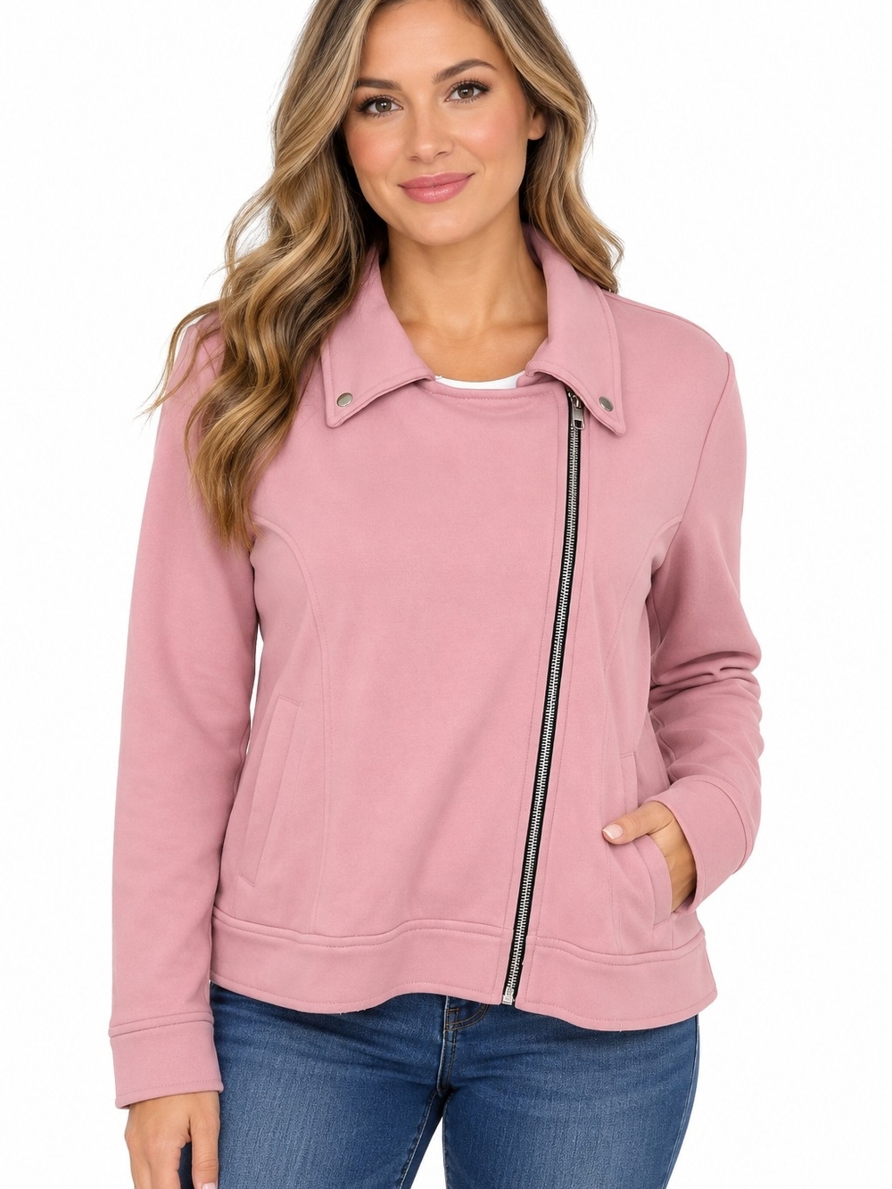 LuLaRoe Dusty Rose Asymmetrical Zip Jacket